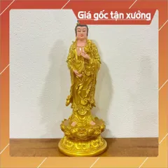 Tượng Tây Phương Tam Thánh Đứng 40cm nhựa composite vàng vẽ hoả tốc