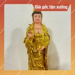 Tượng Tây Phương Tam Thánh Đứng 40cm nhựa composite vàng vẽ hoả tốc
