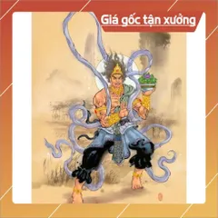 Khung Tranh KIÊN LAO ĐỊA THẦN ( trong kinh ĐỊA TẠNG )  bao gồm ảnh và khung 25cm x 35cm