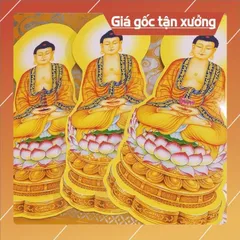 Bộ tranh cúng Tam Thế Phật Ngồi ép plastic cao 40cm