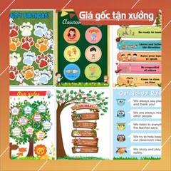 Các mẫu trang trí lớp tiếng anh khổ A3 ép plastic CÓ KEO DÁN