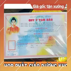 100  tờ chứng điệp Quy y tam Bảo, Phó chúc vãng sinh Tây Phương tịnh độ 1 tờ a4 bìa cứng