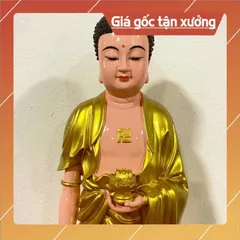 Tôn Tượng Phật A Di Đà Đứng 70cm Màu Vàng Nhựa Composite vàng nhủ