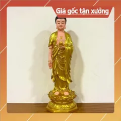 Tôn Tượng Phật A Di Đà Đứng 70cm Màu Vàng Nhựa Composite vàng nhủ