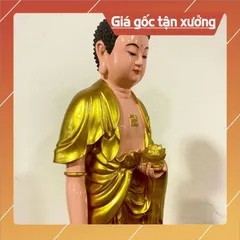 Tôn Tượng Phật A Di Đà Đứng 70cm Màu Vàng Nhựa Composite vàng nhủ