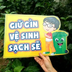 Tờ Hiệu lệnh trang trí lớp tiểu học nhiều mẫu, hình dán nhắc nhở học sinh ép plastics siêu bền a3 a4