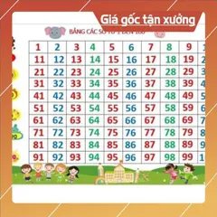 Bảng Số Từ 0 Đến 100 Cho Bé – A3, A4 Ép Plastic – Học Đếm Số Lớp 1, Mầm Non ĐẸP CỨNG