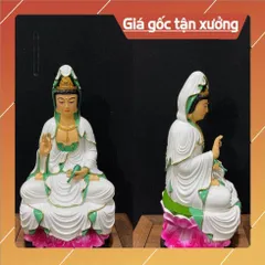 Tượng Quan Thế Âm Bồ Tát Ngồi Toà Sen Cao 18cm Nhiều Màu composite