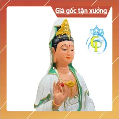 Tôn Tượng Quan Thế Âm Bồ Tát Ngồi 30cm Nhựa Composite có hoả tốc