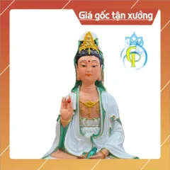 Tôn Tượng Quan Thế Âm Bồ Tát Ngồi 30cm Nhựa Composite có hoả tốc