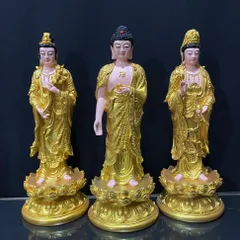 Tôn Tượng Tam Thánh Tây Phương Đứng 40cm Vàng Vẽ composite