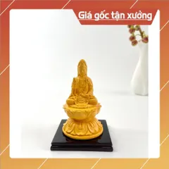 Tượng Bồ Tát đặt taplo xe oto bình an, tượng Quan Âm thờ may mắn - Vàng đất cao 12cm có hoả tốc