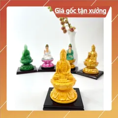 Tượng Bồ Tát đặt taplo xe oto bình an, tượng Quan Âm thờ may mắn - Vàng đất cao 12cm có hoả tốc