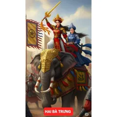Khung Tranh HAI BÀ TRƯNG  size 25cmx  35cm