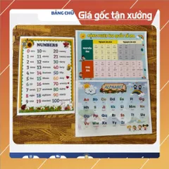 Combo 3 Bảng KHỔ A3 30CM X 40CM Học Tiếng Anh: Số, Chữ Cái, Phiên Âm IPA – A4 Ép Plastic, Màu Sắc Sinh Động