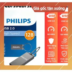 USB PHILIPS 128GB/64GB/32GB/16GB/8GB Chính Hãng – Vỏ Kim Loại Mini Móc Khóa Chống Nước HOẢ TỐC