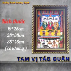 Khung Tranh TAM VỊ TÁO QUÂN - BÀI VỊ - có khung  có hoả tốc