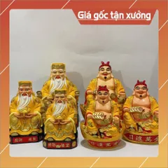 Bộ Tượng 2 Ông Thần Tài Và Thổ Địa Nhiều Size Nhựa Composite CÓ HOẢ TỐC