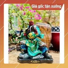 Tượng Quan Thánh - Quan Công ngồi cao 35cm chất liệu composit có hoả tốc