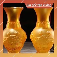 Bình Hoa Thờ Cúng Lưu Ly Vàng - 3 cỡ, hàng cao cấp cực đẹp