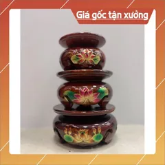 Đôn gỗ - Đế gỗ tròn để tượng Phật, lư hương, bát nhang có hoả tốc