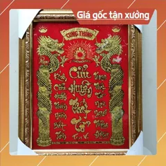Bài vị cửu huyền thất tổ bằng kiếng chữ kim tuyến khung màu vàng có  hoả tốc