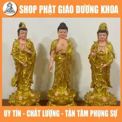 Tôn Tượng Tam Thánh Tây Phương Đứng 40cm Vàng NHỦ ĐẸP