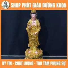 Tôn Tượng Tam Thánh Tây Phương Đứng 40cm Vàng NHỦ ĐẸP