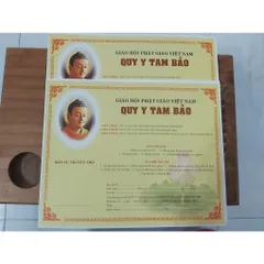Phái Quy y Tam Bảo vàng lớn (xấp 50 tấm) - TỜ QUY Y TAM BẢO 02