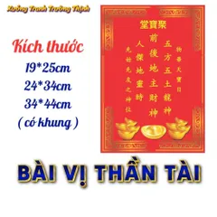 Khung Bài vị bàn thời THẦN TÀI - THỔ ĐỊA - có khung  có hoả tốc