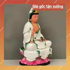 Tôn Tượng Quan Thế Âm Bồ Tát Ngồi 18cm Nhiều màu Chất liệu Composite CÓ HOẢ TỐC