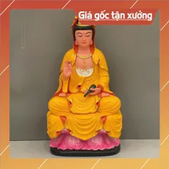 Tôn Tượng Quan Thế Âm Bồ Tát Ngồi 18cm Nhiều màu Chất liệu Composite CÓ HOẢ TỐC