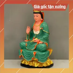 Tôn Tượng Quan Thế Âm Bồ Tát Ngồi 18cm Nhiều màu Chất liệu Composite CÓ HOẢ TỐC
