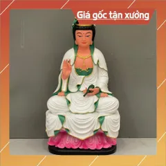 Tôn Tượng Quan Thế Âm Bồ Tát Ngồi 18cm Nhiều màu Chất liệu Composite CÓ HOẢ TỐC
