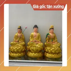 Bộ Tây Phương Tam Thánh, Tam Thế Phật, A Di Đà, Quan Âm, Đại Thế Chí chất liệu poly cao 30cm🌼🌼 có hoả tốc