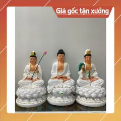 Bộ Tây Phương Tam Thánh, Tam Thế Phật, A Di Đà, Quan Âm, Đại Thế Chí chất liệu poly cao 30cm🌼🌼 có hoả tốc