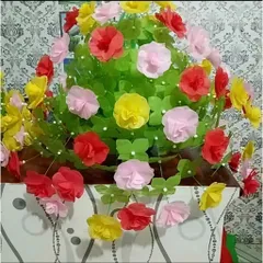 Bộ nguyên liệu tự làm hoa giấy lụa cánh tròn 84 bông