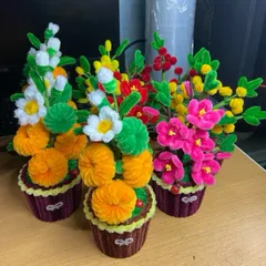 Chậu mini hoa kẽm nhung chưng Tết.Hoa mai,đào,quýt,đào đông. Ảnh thật