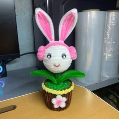 Chậu hoa thỏ mini kẽm nhung.Hoa thỏ cành handmade
