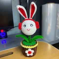 Chậu hoa thỏ mini kẽm nhung.Hoa thỏ cành handmade