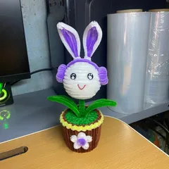 Chậu hoa thỏ mini kẽm nhung.Hoa thỏ cành handmade