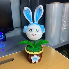 Chậu hoa thỏ mini kẽm nhung.Hoa thỏ cành handmade