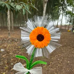 Hoa kẽm nhung handmade. Hoa 8 ống tặng kèm ghim