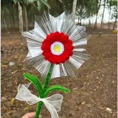 Hoa kẽm nhung handmade. Hoa 8 ống tặng kèm ghim