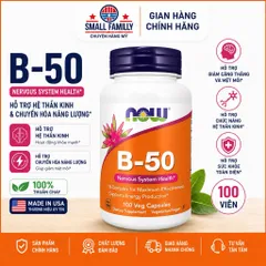 NOW B-50 Complex - Vitamin Nhóm B B-Complex Hỗ Trợ Hệ Thần Kinh, Chuyển Hóa Năng Lượng, Giảm Mệt Mỏi