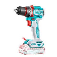 Máy khoan không chổi than TOTAL 20V 55Nm 13mm 2 tốc độ – Bộ máy khoan cầm tay kèm bộ 2Ah và sạc
