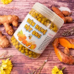 Viên Tinh Bột Nghệ Mật Ong Nguyên Chất (Hũ 500g) Đẹp Da Chống Lão Hoá Làm Sáng Da, Hỗ Trợ Tiêu Hóa Tốt