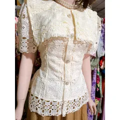 Áo ren  vai thủy thủ vải cao cấp - kiểu dáng peplum, ôm đáp vai Hàng có sẵn giao ngay