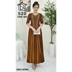 Đầm MAXI trung niên dự tiệc sang trọng vải nhũ ánh kim cao cấp tặng mẹ co giãn tốt bigsize dưới 80kg mặc đẹp Giá 420k