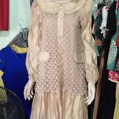Đầm ren dáng suông màu nâu tây đính kết tay thủ công siêu đẹp, bầy bì bon chen thoải mái Hàng có sẵn giao ngay S